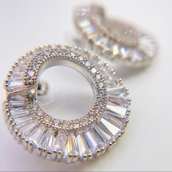 Jewelry - Crystal CZ Open Circle Statement Earrings